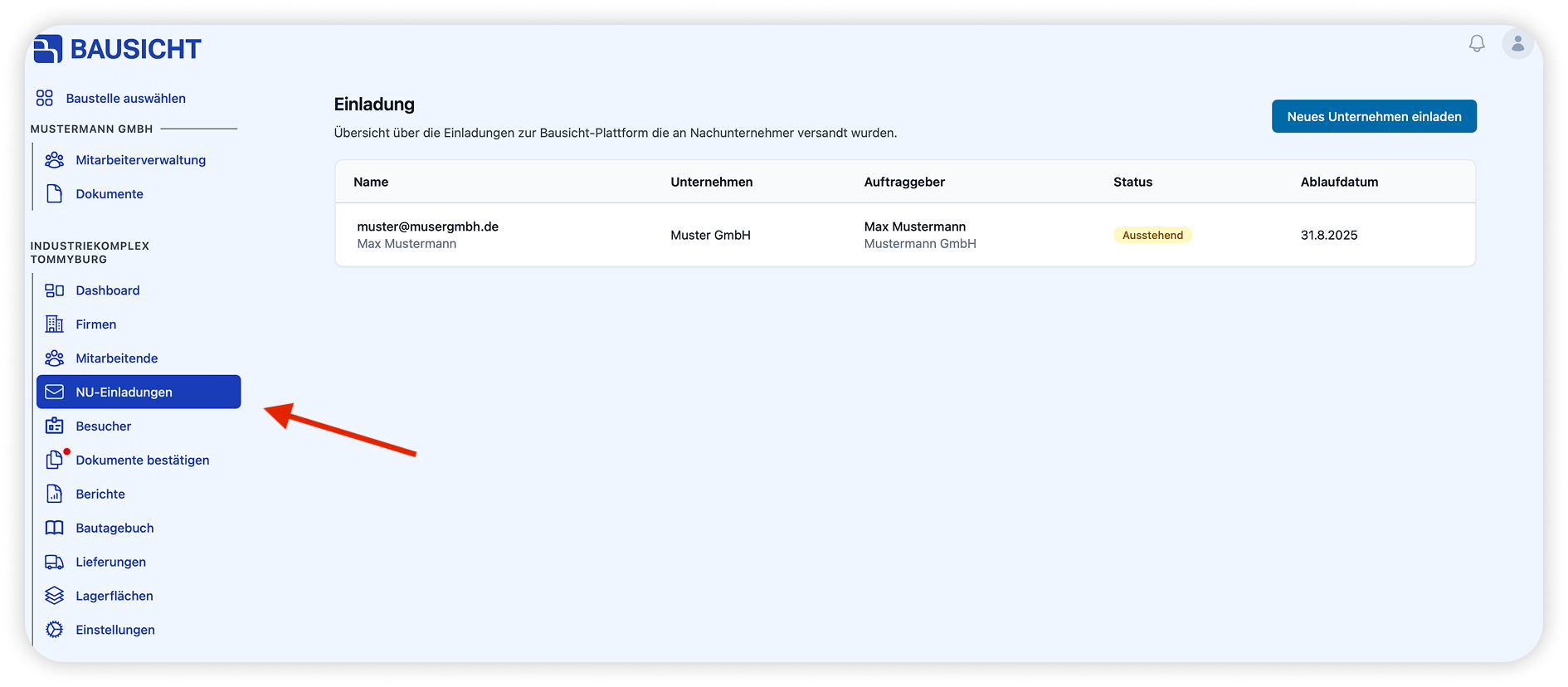 NU-Einladungen Menü