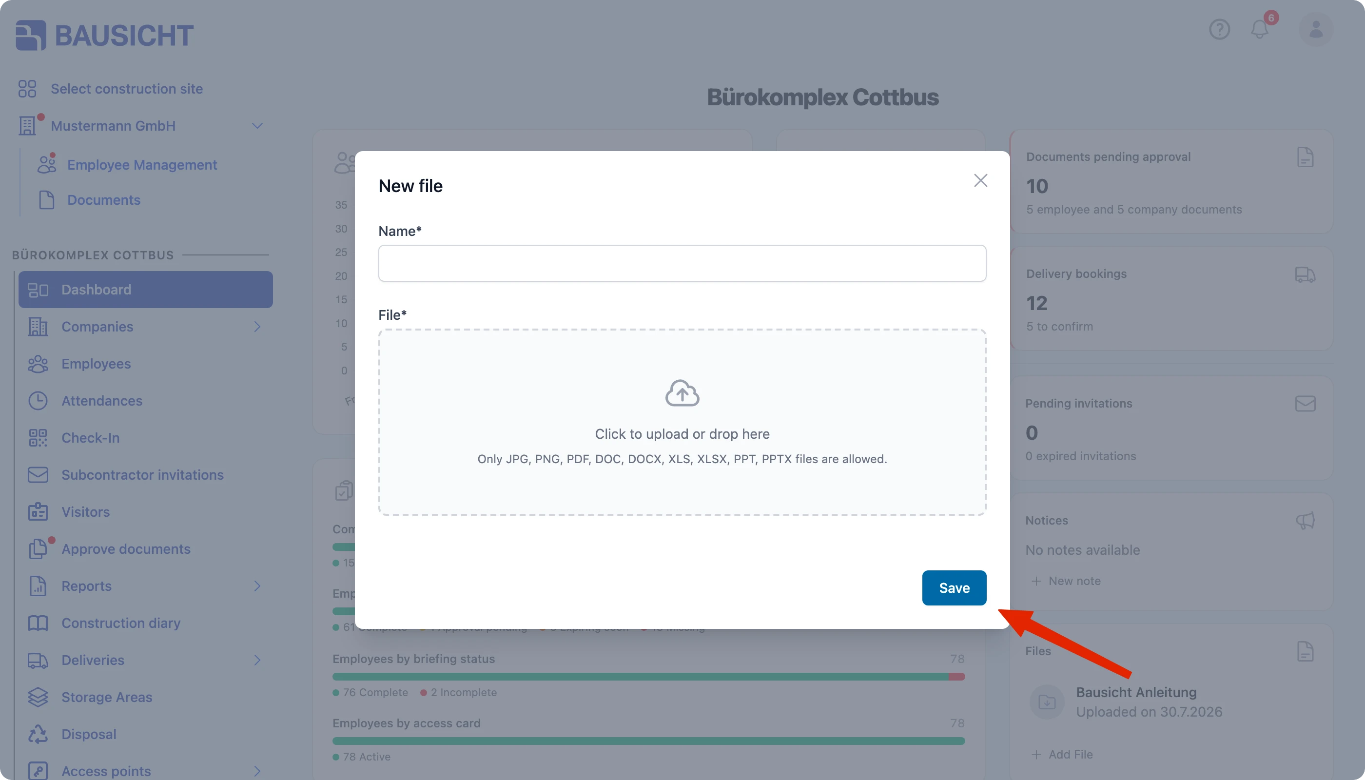 “New file” dialog for uploading a file in the dashboard