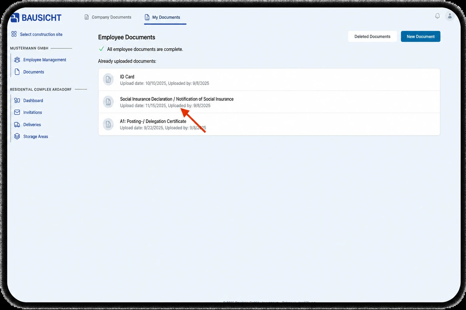 Select document from list