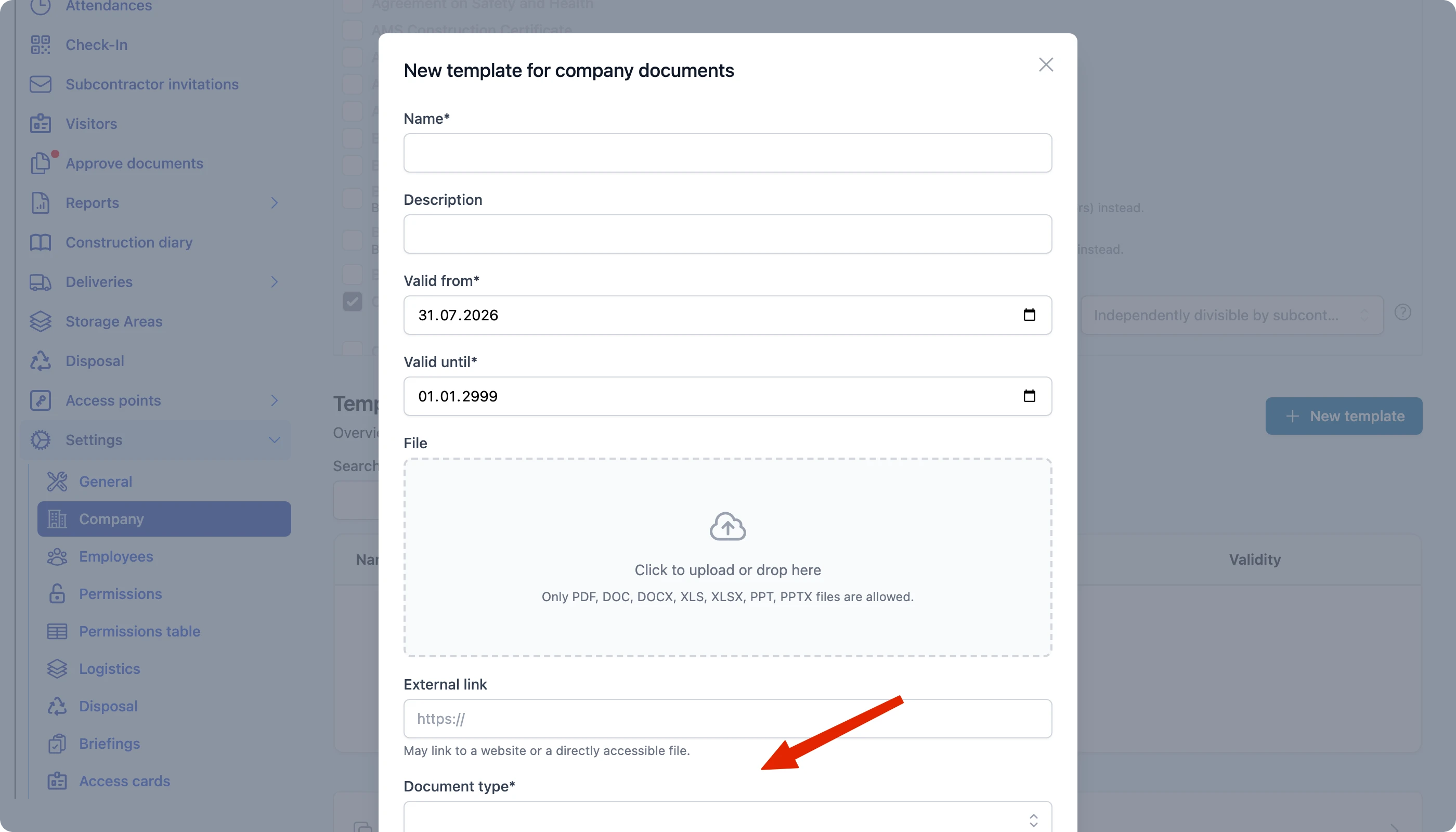 Create a new template for company documents