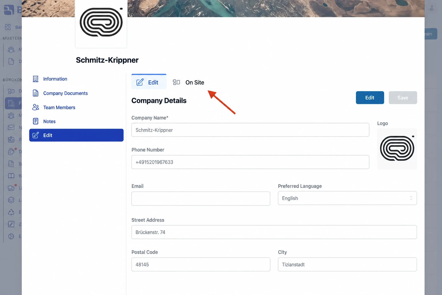Select On the construction site tab