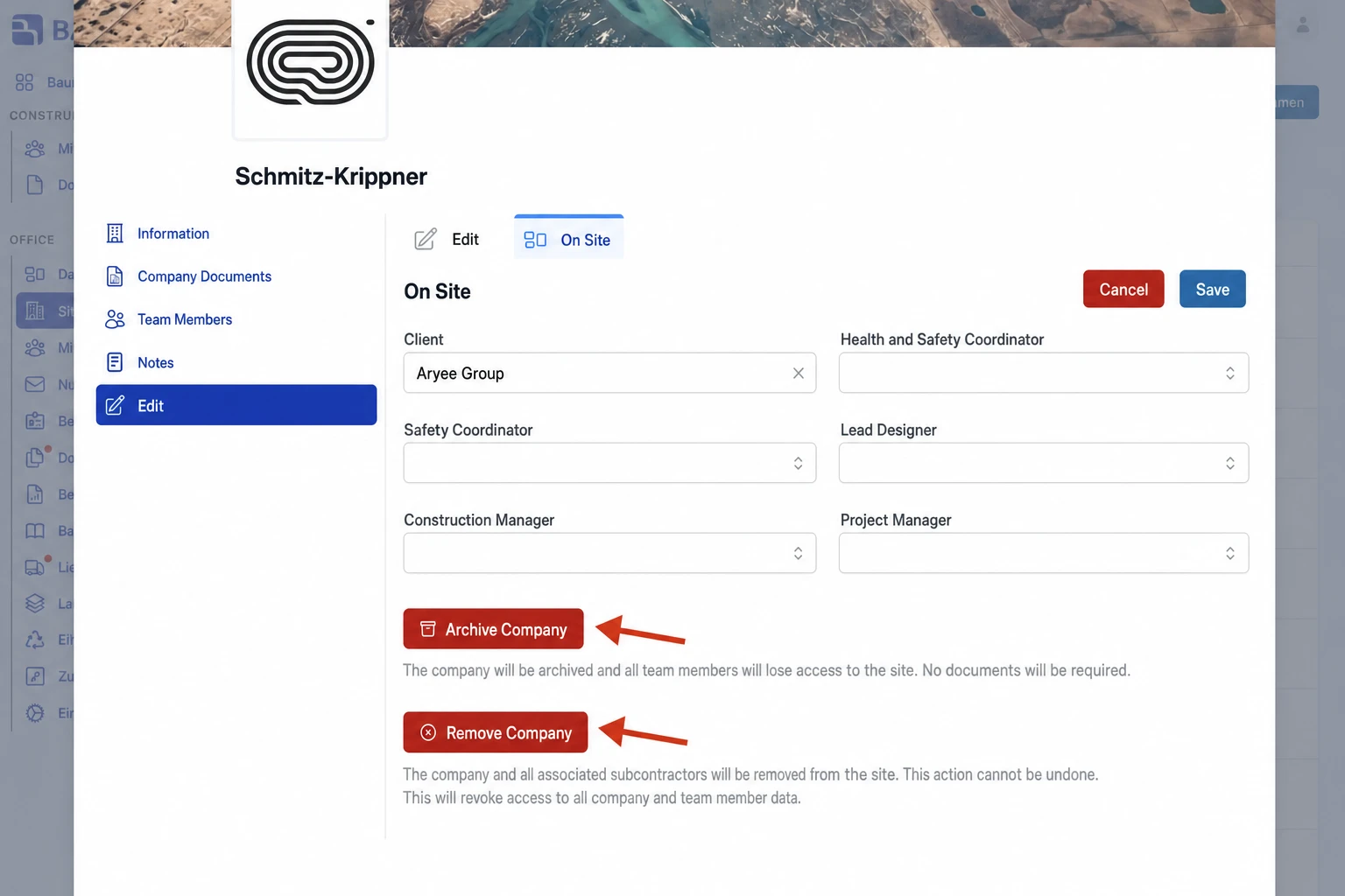 Archive or remove company