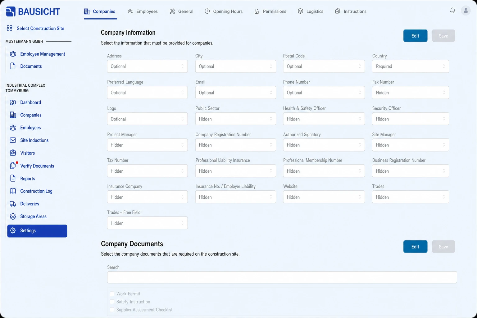 Settings navigation