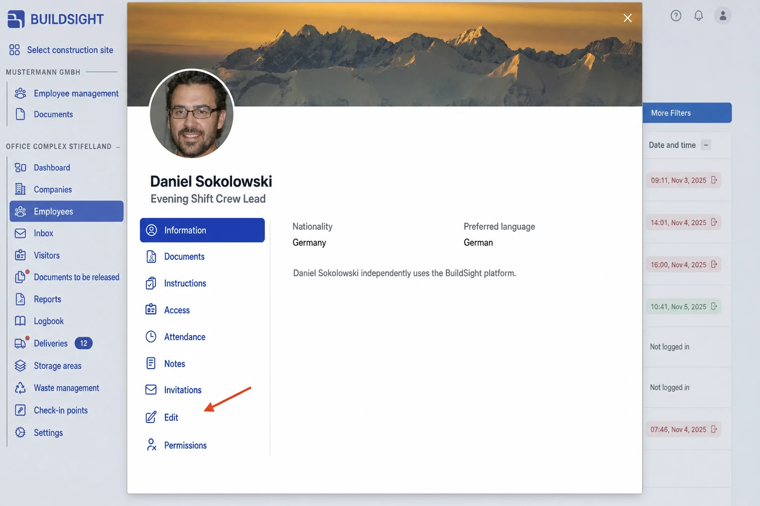 Select Edit tab