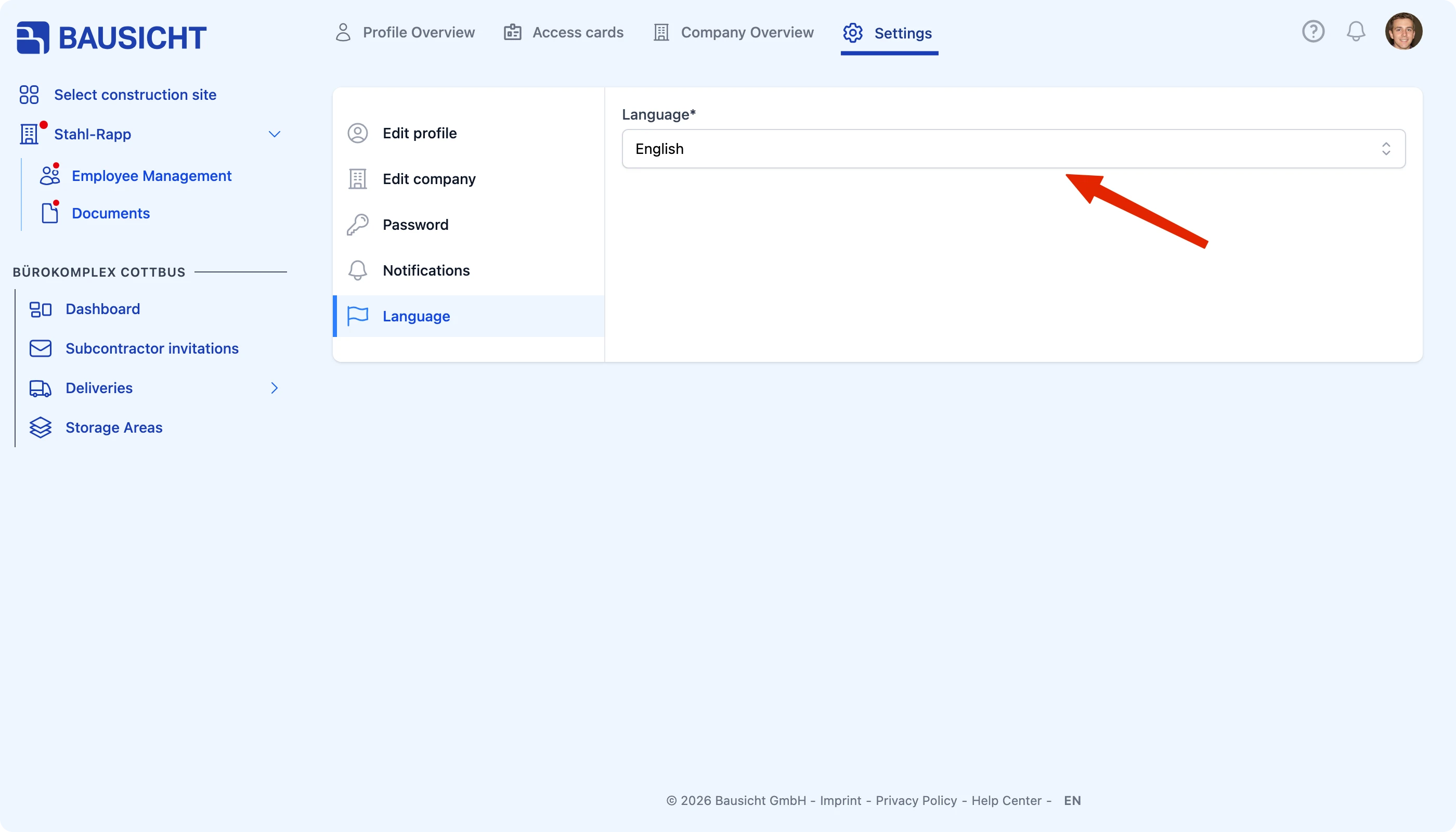Select the interface language