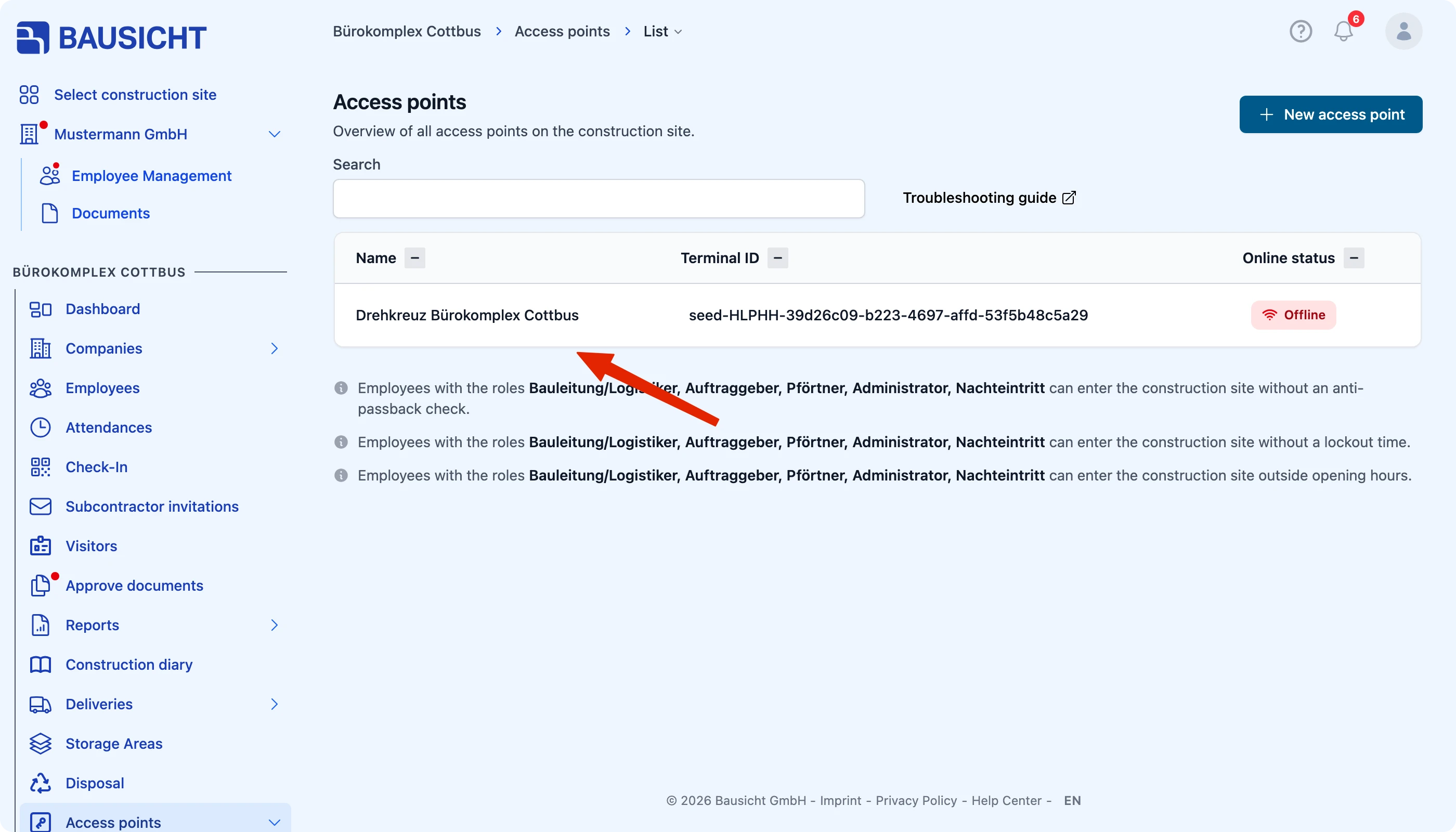 Selecting an access point from the list