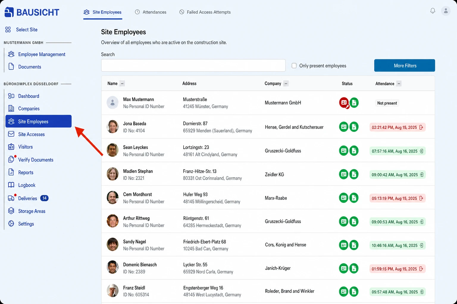 Employees navigation