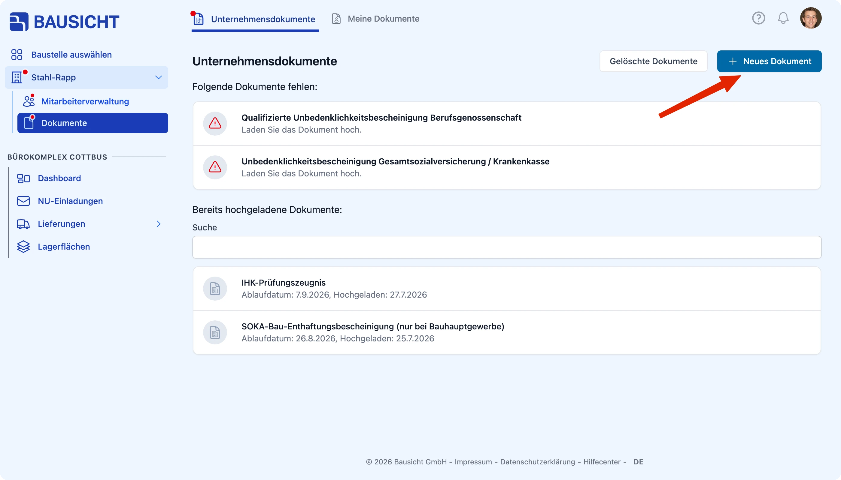 Schaltfläche „Neues Dokument“