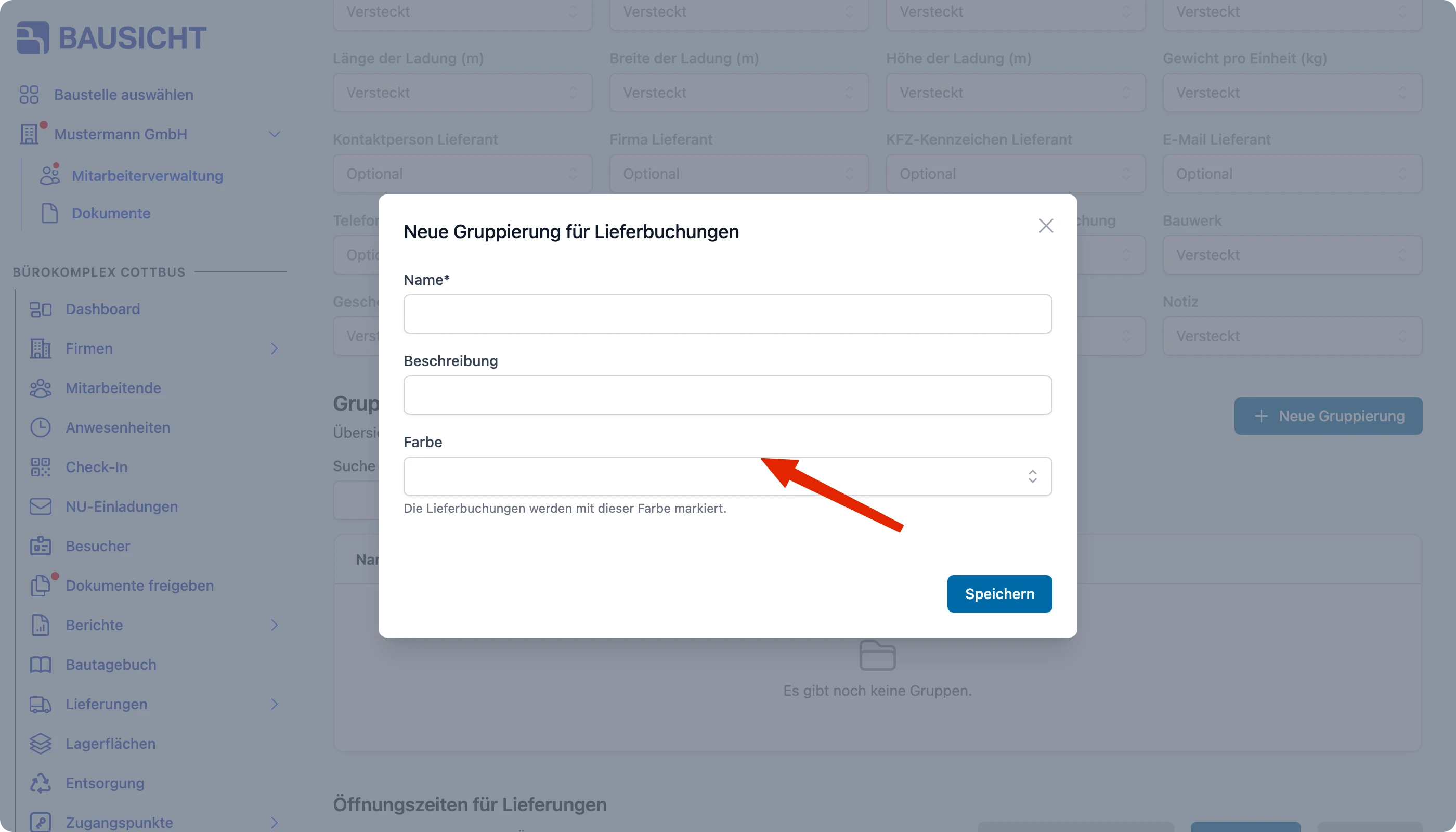 Name, Beschreibung und Farbe der Gruppierung
