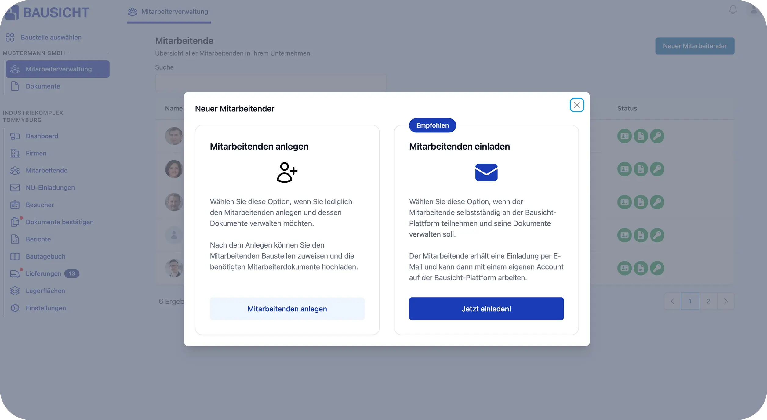 Mitarbeiter Optionen