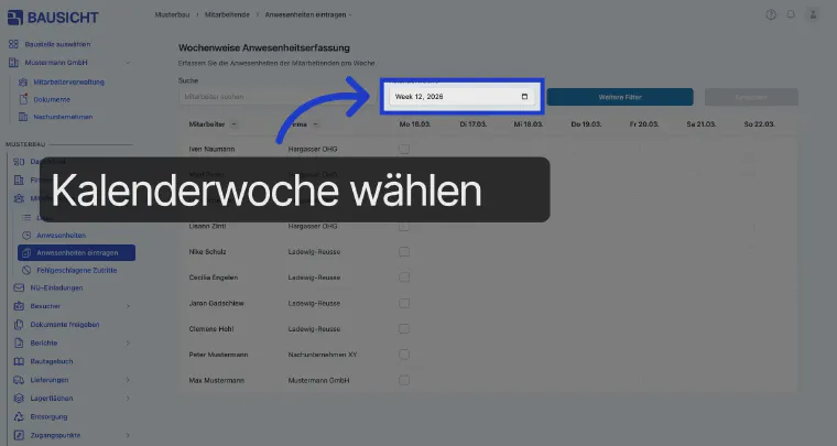 Select the calendar week