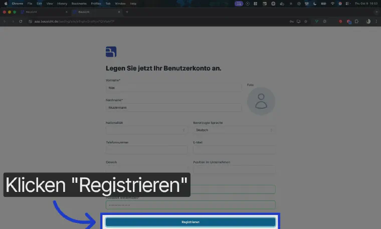 Complete the registration