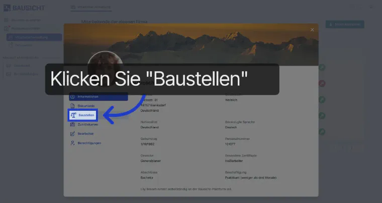 Open the Construction sites section