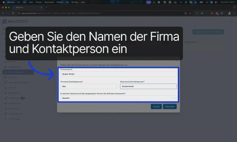 Add the company details