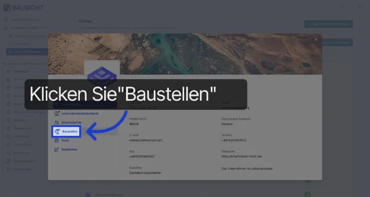 Open the Construction sites tab