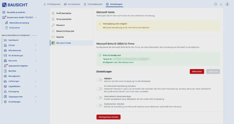 Entra ID successfully configured