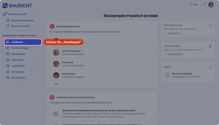 Dashboard öffnen