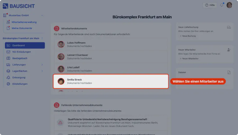 Mitarbeitenden auswählen