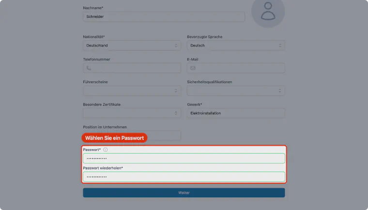 Passwort vergeben