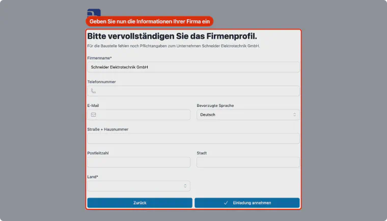 Firmenprofil vervollständigen