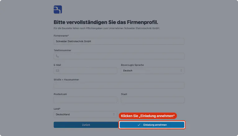 Einladung annehmen