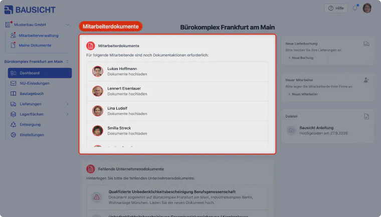 Mitarbeiterdokumente hochladen