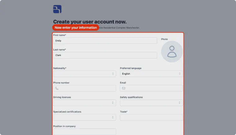 Create your user account