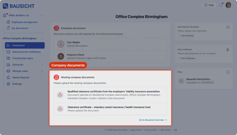Upload company documents